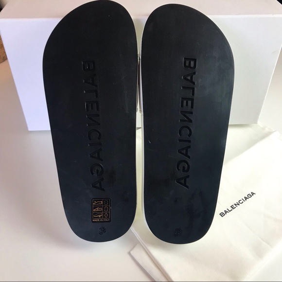 Auth Balenciaga Leather & Rubber Slides White - Picture 5 of 8